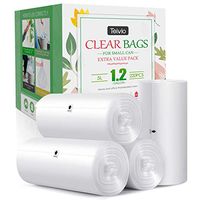 1.2 Gallon 220 Counts Strong Trash Bags Garbage Bags, Bathroom Trash Can Bin Liners, Small Plastic Bags for home office kitchen, fit 5-6 Liter, 0.8-1.6 and 1-1.5 Gal, Clear