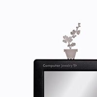 Peleg Design Computer Jewelry Orchid. Metal Computer Monitor Decoration.