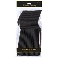 Amscan 4549.10 Premium Plastic disposable-forks, 9 x 4.5, Jet Black