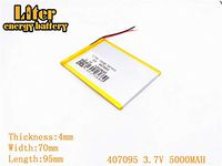 3.7V 5000mAh 407095 Lithium Polymer Ion Rechargeable Battery Lithium Polymer Li-Po Battery for MP4 GPS MP3 Bluetooth Stereo DIY Gift
