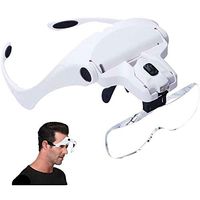AXH Headband Magnifying Glass Five Different Magnification Lenses Two LED Lights(1.0X/1.5X/2.0X/2.5/3.5X) for Reading, Jewelry Loupe, Watch, Electronic Repair