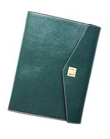 ExquisiteGuide A5 Soft Leather Journal Notebook with Rotating Button Lock Refillable Loose-Leaf Binder (Dark Green)