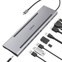 USB C Hub Omars 10 in 1 USB Type-C Docking Station with USB C Power Delivery, 4K HDMI, VGA, 1000Mbps Ethernet Port, 3 x USB 3.0, 3.5mm Aux, TF/SD Card Reader for MacBook Pro and More USB-C Devices