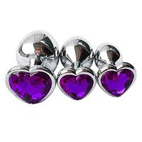 WENWING 3PCS Amal Beads Crystal Jewelry Heart Shaped Rhinestone Amal Plug for Couples Shower Enema Six Toys