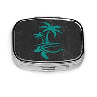 MMLCGG Hawaiian Palm Tree and Sea Turtle Daily Pill Case Organizer with Large Compartment for Travel Outdoor