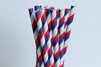 Red and Blue Striped Paper Straws (50)