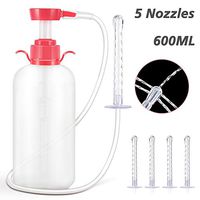 Vaginal Cleansing Douche,Norbase Vaginal Douche Syringe Cleaner Enema Reusable Manual Pressure Anal Vaginal Cleaning System Portable Kit with 5 Nozzles,Water Colon Cleansing Detox 600ml
