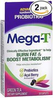 MEGA-T Green Tea Caplets with Probiotics and Acai Berry - 30 ct, Pack of 2