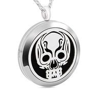chaomingzhen Essential Oil Necklace Aromatherapy Diffuser Skull Family Memory Photo Locket Pendant for Mother Boys