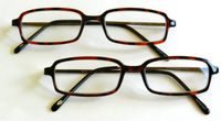 (2 PAIRS + BONUS) Foster Grant +3.25 "REPORTER" Brown Plastic Frame Reading Glasses W/ SPRING HINGES + + FREE BONUS CLEANING CLOTH