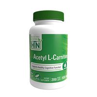 Acetyl L-carnitine 500mg 200 Capsules Vegan Non GMO and Free from Common excipients Such as Magnesium Stearate and Silica by Health Thru Nutrition