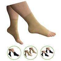 HealthyNees Ankle 15-20 mmHg Compression Leg Foot Swelling Wide Open Toe Sleeve (Beige, 3X-Large)