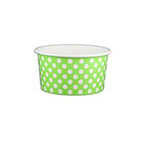 6 oz Yogurt Paper Cups- 1000 Count (Polka Dot Green)