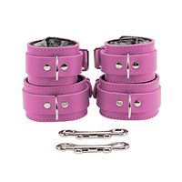 Aria Wrist and Ankle Cuffs Fur Combo Extremely Soft Handmade Leather (Pink)
