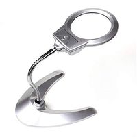 ElectroOptix 130Mm 2 LED Lamp Desktop Magnifying Glass Metal Hose Can Be Bent 360 Degree Adjustment Desktop Reading Maintenance Magnifier Loupe