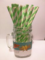 Mint Green Candy Striped, Vintage Paper Drinking Straws -100 COUNT - Twilight Parties