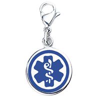 Divoti Custom Engraved Mix N Match 5/8" (15.8mm) 316L Stainless Medical ID Charm-Blue