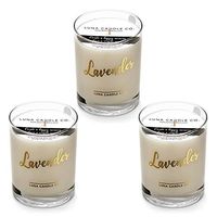 LUNA CANDLE CO. Highly Scented Lavender Jar Candle with Hints of Geranium, Luxurious Soy Wax 11oz. Glass, Long Burning Up to 110 Hours of Burn Time, Low Smoke, Aromatherapy, Spa (3 Pack)