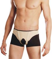 BOLD Double Inguinal Hernia Support Belt - Truss Brace with Two Pressure Pads Small Biege