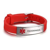 LiFashion LF Stainless Steel Silicone Rubber Chain Medical ID Health Alert Monitoring Systems PACEMAKER Adjustable Bracelet Men Women Kids Monitoring Systems Wristband