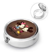 Round Pill Box Pocket, Medicine Tablet Holder Organizer Case for Purse Cut Cartoon Design of Mickey Mouse