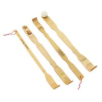 BambooMN 4 Piece Set Traditional Back Scratcher and Body Relaxation Massager Set for Itching Relief, 100% Natural Bamboo