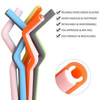 Foldable Silicone Drinking Straw,Food-Grade Reusable Premium Drinking Straw with Cleaning Brush for Cold Beverage,Coffee and Smoothie,5 Pack