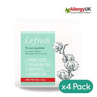 Lefresh Certified Organic Cotton Sanitary Pads for Women - Lefresh Healthy, Pure Natural Large Menstrual Pads with Wings 11 inch (28 cm), 12pcs, 4 Packs, Count 48