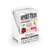 NaturesPlus SPIRU-TEIN Shake - Strawberry Banana - 8 Packets, Spirulina Protein Powder - Plant Based Meal Replacement, Vitamins & Minerals For Energy - Vegetarian, Gluten-Free - 8 Servings