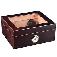 Volenx Desktop Cigar Humidor, Wooden Travel Humidor for Cigars with Hygrometer and Humidifier Holds 25-50 Cigars …