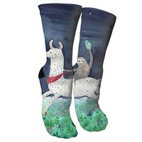 antspuent Sloth Riding Llama Compression Socks Athletic Cotton Crew Socks Multi Performance Outdoor Sports Hiking Casual Socks