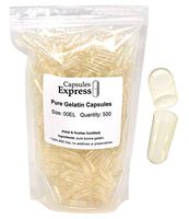 Capsules Express- Size 00EL Slim Clear Empty Gelatin Capsules 500 Count- Extra Long Kosher and Halal Certified - Gluten-Free Pure Bovine Gelatin Pill Capsule - DIY Powder Filling