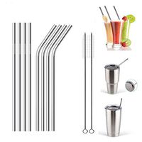 Yeti Cups Metal Yeti Mug Straws 8.5' Stainless Steel Drinking Straws Set of 8 Metal Reusable Straws For 30 20 Ounce Yeti Rambler Rtic Ozark Cold Beverage Tumblers Cups 6mm Diameter Free Cleaning Brush