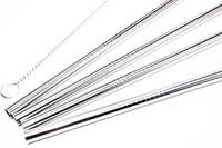 Stainless Drinking Straws Set 8.5 Inches 4 Straight Straws with 1 Straw Brush