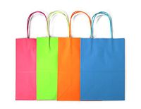 12CT Medium NEON Assorted Biodegradable, Food Safe Ink & Paper, Premium Quality Paper (Sturdy & Thicker), Kraft Bag with Colored Sturdy Handle