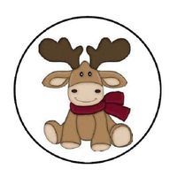 HotSaleStore Sticker Seals 48 Christmas Moose!!! Envelope Seals Labels Stickers 1.2" Round