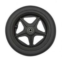 Pair of Quickie Caster Assemblies, 7-1/2 X 1 Inch, 5-Spoke Black, Black Urethane Tire, 5/16 Inch Bearing, 1-1/2 Inch Hub for Powerchair Wheelchair