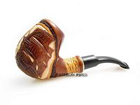 Fashion Decorated Smoking Pipe"SHIP" Carved Pear Root Wood + Pouch Gift!