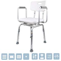 LXT PANDA Shower Chair with Rails, Medical Shower Chair Bath Stool Transfer Bench Seat, 6 Height Adjustable and Rotating Bath Seat, for Seniors, Disabled, or Home Care Comfort.