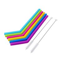 SOURBAN Colorful Reusable Silicone Straws And Cleaning Brushes