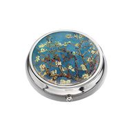 Rex Parker Pill Box -Compact 3 Compartment Medicine Case, Pill Box for Pocket or Purse(Blue Bottom and Orchid)，Circular