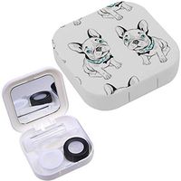 Portable Contact Lens Case Box Travel Kit Mirror + Bottle + Tweezers Container Holder [ French Bulldog ]