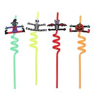 4pcs Halloween Drinking Straws Spiral Straws Decorative Drinking Straws Table Decor for Halloween Party Favors Supplies