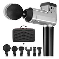 Muscle Massage Gun, Deep Tissue Massage Gun for Sore Muscles and Stiffness with 6 Massage Heads and 5 Adjustable Speeds, Cordless and Rechargeable Full Body Massaging - Silvery