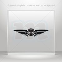 Sticker Decal Aviator Skull Airforce Style Tablet Laptop Wea Black (5 X 1.1 Inches)