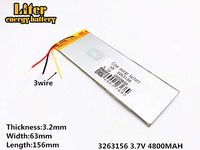 3lines 3.7V 4800mAh 3263156 Lithium Polymer Ion Rechargeable Battery Lithium Polymer Li-Po Battery for MP4 GPS MP3 Bluetooth Stereo DIY Gift