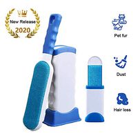 GEHARTY Pet Hair Remover Brush with Self-Cleaning Base Efficient Double Sided Animal Fur & Dust Removal Tool for Furniture, Couch, Carpet, Bed, Car Seat, Clothing（Dark Bule）