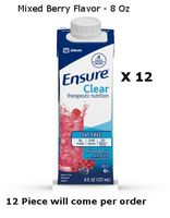 Count of 12 Ensure Clear Mixed Berry Oral Supplement 8 oz Recloseable Carton