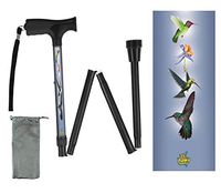 Foldable Walking Cane Soft Grip Collapsible Lightweight Hummingbird Pattern Travel BFunkyMoblity