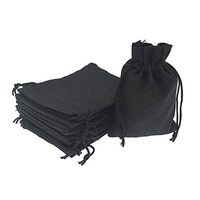 Bezall 50pcs Drawstring Burlap Jute Sacks Jewelry Candy Pouch Christmas Wedding Party Favor Gift Bags (Black, 5 x 7)